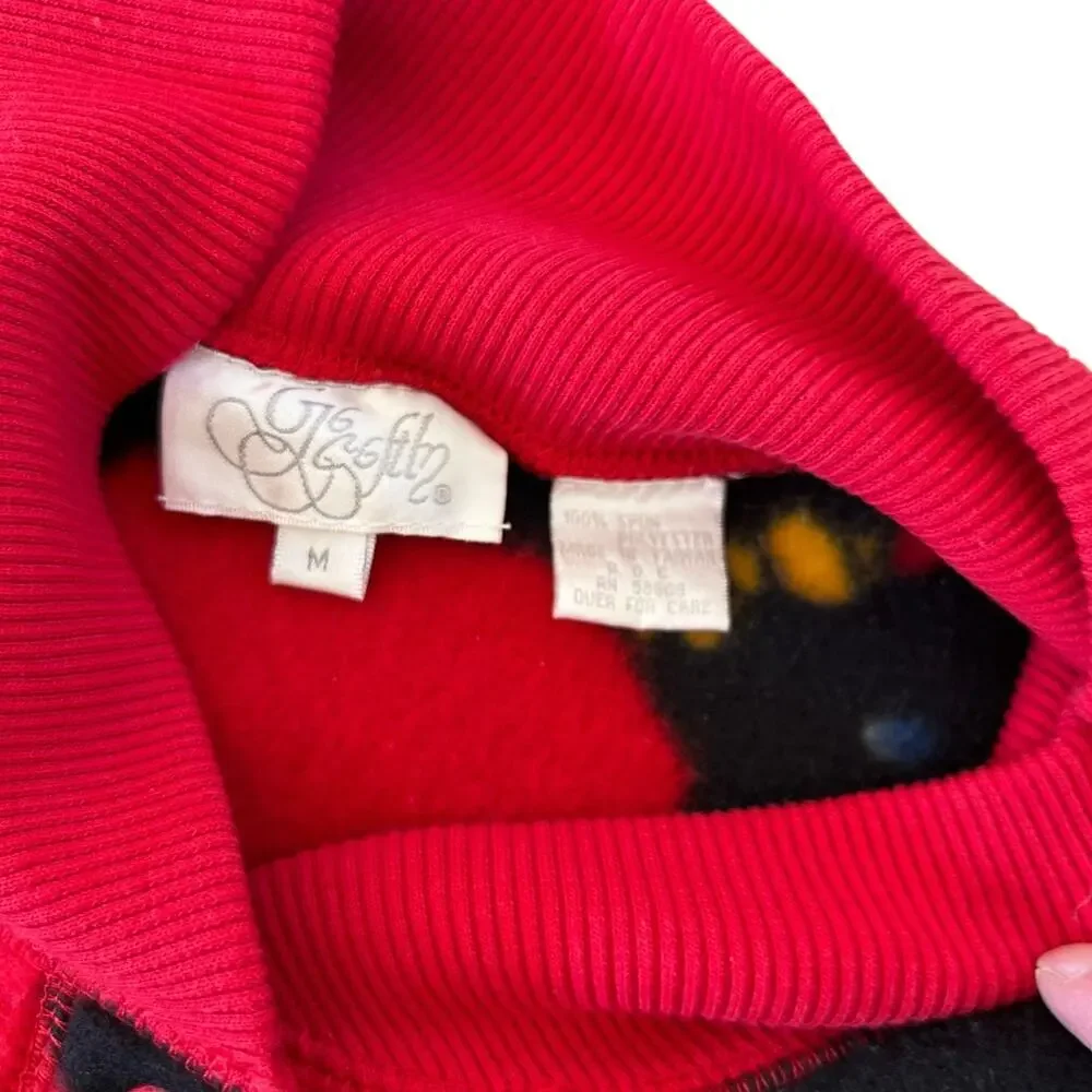 Vintage Scottish Terrier Fleece Robe Full Length Red Women's sz M Whimsical AOP